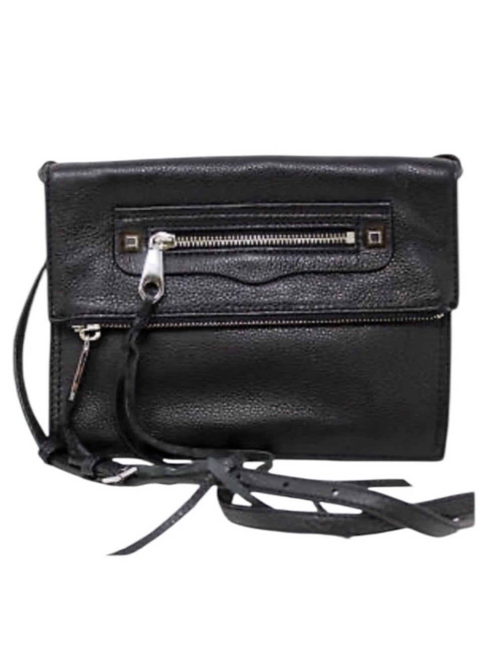 Rebecca Minkoff Regan Black Leather Crossbody Clutch Bag with Removable Strap